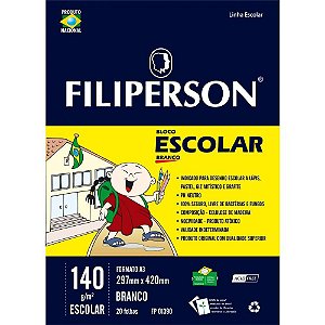 Bloco Técnico sem Margem Escolar A3 140G 20 Folhas Branco - Pacote com 05
