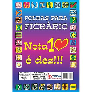 Bloco para Fichário Universitário Nota 10 e DEZ Decorado 64 Folhas Pacote com 5