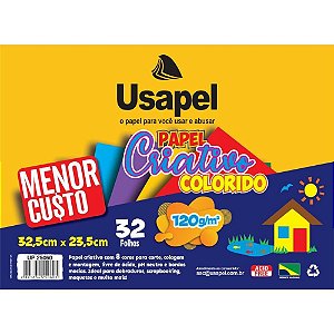 Bloco de Papel para Educação Artística Usapel - 8 Cores - 32 Folhas