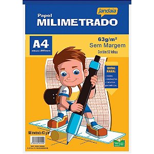 Bloco para Educação Artística Basic ART Milimetrada A4 50 Folhas - Pacote com 10 Unidades