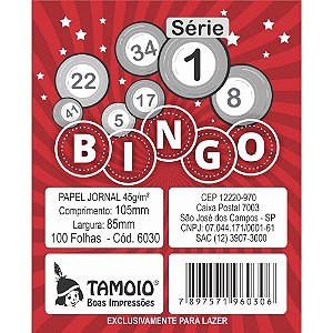 Bloco para Bingo Jornal 105X85MM 100 Folhas S16-30 Pacote com 15