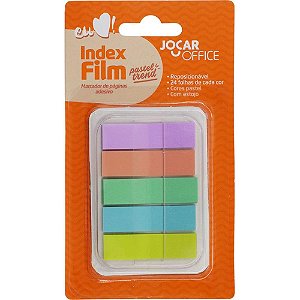 Bloco Marcador de Página Adesivo INDEX FILM 5 Cores Pastel - 24 Folhas