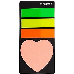 Bloco Marcador Página Adesivo 45X12MM 4 Cores Coração 20F