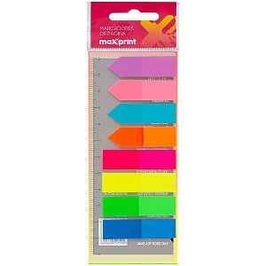 Bloco Marcador Página Adesivo 45X12MM MAX Neon 8 Cores 200 Folhas