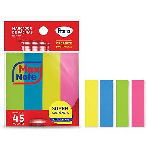Bloco Marcador de Página Adesivo 19X76MM Maxi Neon 4 Cores - 45 Folhas
