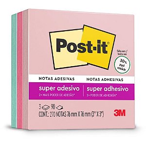Bloco de Recado POST-IT Coleção para Viajar 76X76MM  PCT com 03