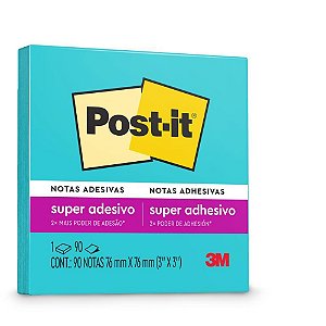 Bloco de Recado POST-IT 76X76MM Azul Elétrico 90 Folhas