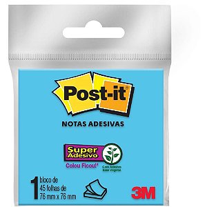Bloco de Recados POST-IT 76X76MM Azul 45 Folhas - Super Adesivo