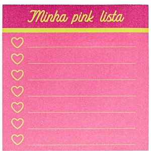 Bloco de Recado Autoadesivo Vibes PINK com Linhas 76X76MM 100 Folhas Caixa com 12