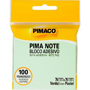 Bloco de Recado Autoadesivo Pimanote Verde Pastel 76X76MM 100 Folhas