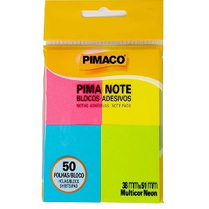 Bloco de Recado Autoadesivo Pimanote Sortidos 38X51MM - 50 Folhas