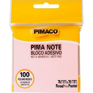 Bloco de Recado Autoadesivo Pimanote Rosa 76X76MM 100 Folhas