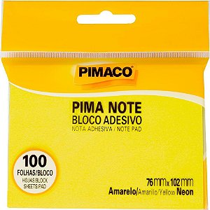 Bloco de Recado Autoadesivo Pimanote Amarelo Neon 76X102MM 100 Folhas
