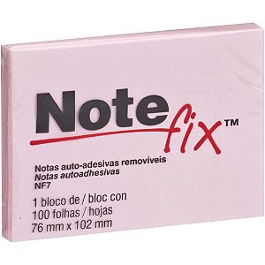 Bloco de Recado Autoadesivo Notefix 100 Folhas 76X102MM Rosa