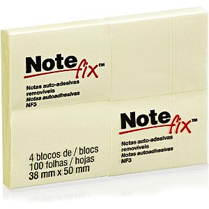 Bloco de Recado Autoadesivo Notefix 100F 38MM X 50MM Amarelo - Pacote com 4