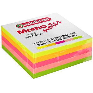 Bloco de Recado Autoadesivo Memonote Neon 76X76MM - 320 Folhas