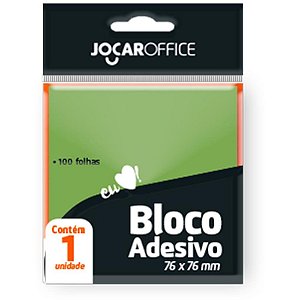 Bloco de Recado Autoadesivo Jocar Verde 76X76MM 100 Folhas Caixa com 24