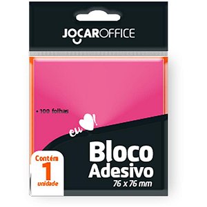 Bloco de Recado Autoadesivo Jocar Rosa 76X76MM – 100 Folhas, Caixa com 24
