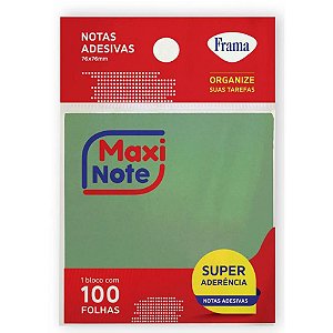 Bloco de Recado Autoadesivo 76X76MM Maxi Verde 100 Folhas