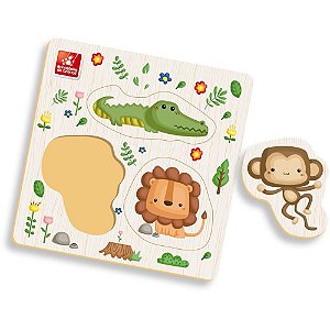 Brinquedo Pedagógico Madeira ACHE Encaixe Safari Pequeno