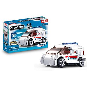 Brinquedo para Montar Ambulancia Fricção 54 Peças