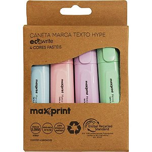 Caneta Marca Texto Ecowrite HYPE 4 Cores Pastel CX com 04