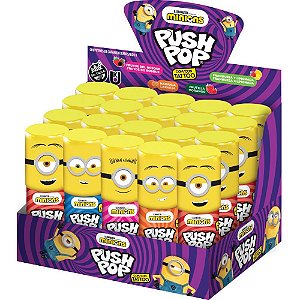 Doce Minions PUSH POP com Figurinha Colecionável - Display com 20 Unidades