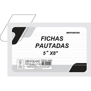 Ficha Pautada 5X8 12,7X20,3CM Pacote com 100 Folhas