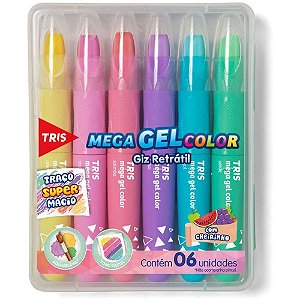 Giz de Cera Gizão TRIS Retrátil GEL 6 TONS Paste