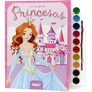 Livro Aquarela Princesas 28X27CM com 16 Páginas para Colorir