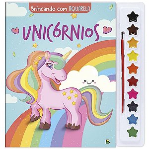 Livro de Aquarela Unicórnios 27X28CM com 16 Páginas
