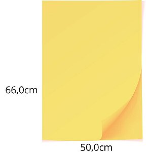 Papel Cartolina Amarelo Escolar 50X66CM 140G - Pacote com 100 Unidades