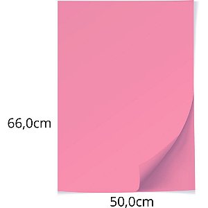 Papel Cartolina Rosa Escolar 50X66CM 140G - Pacote com 100 Unidades