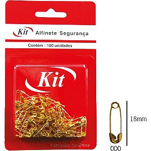 Alfinete Segurança N.000 Dourado Cartela  com 100