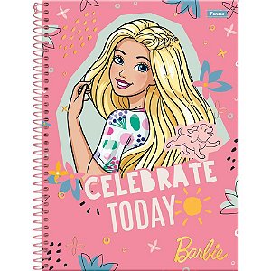 Kit com 4 Cadernos Universitários Barbie 10 Matérias Capa Dura 160 Folhas