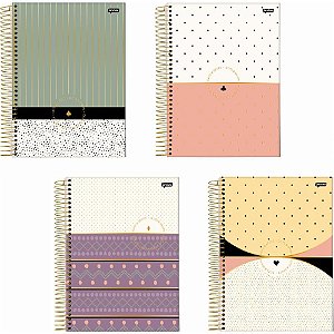 Caderno 10X1 Capa Dura DOTS SPOTS 160 Folhas - Pacote com 04