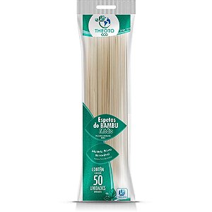 Espeto de Madeira Bambu 25CM X 3MM Pacote com 50