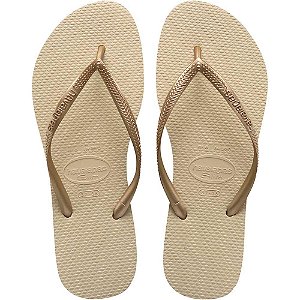 Chinelo Havaianas Feminino SLIM 37/38 AREIA/DOURADO