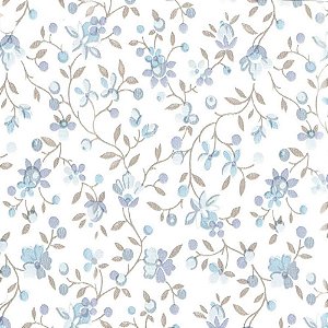 Papel de Parede Plástico Adesivo 45CMX15M Clarice Azul