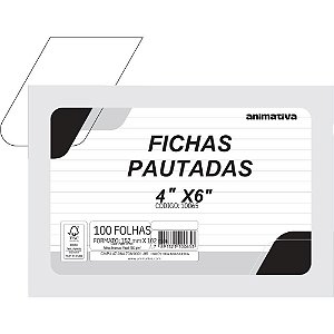 Ficha Pautada 4X6 152X102MM Pacote com 100 Unidades