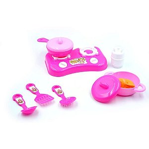 Brincando de Casinha KIT Cozinha Fogão e Panelinhas 9 Peças