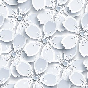 Papel de Parede Plástico Adesivo 45CM X 15M White Flowers