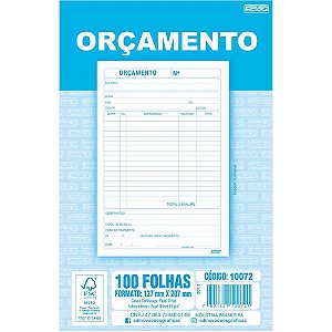 Impresso Administrativo Orçamento 137X207MM - Pacote com 10 Blocos de 100 Folhas