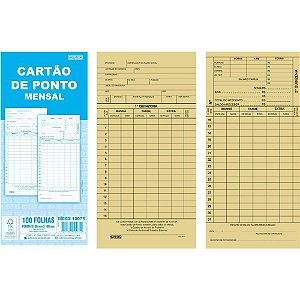 Impresso Cartão de Ponto Mensal Palha 86X180MM  PCT com 100
