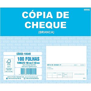 Impresso Cópia de Cheque Branco 100 Folhas 160X190MM Pacote com 10 1