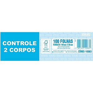 Impresso Talão Controle 2 Corpos 100 Folhas 5X14CM - Pacote com 20 Unidades