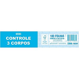 Impresso Talão Controle 3 Corpos 100 Folhas 5X21CM - PCT com 10
