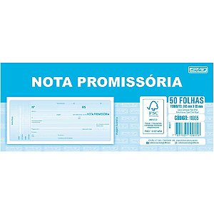Talão de Nota Promissória 50 Folhas 95X215MM Pacote com 20
