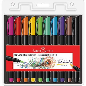 Caneta Hidrográfica Supersoft BRUSH 10 Cores - Caixa com 06