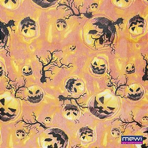 TNT Estampado 1,40M 40G Halloween Abóboras Laranja - Rolo com 25 Metros